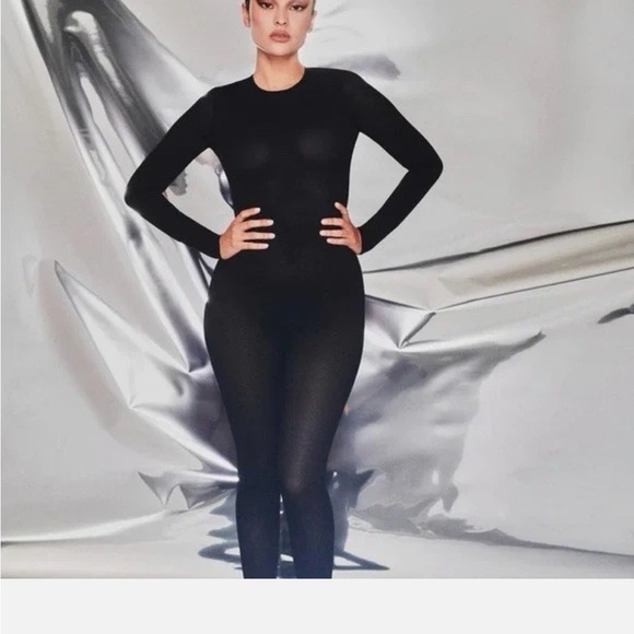 SKIMS Pants - SKIMS New with Tags Black Long Sleeve Catsuit Form Fitting Mesh Jumpsuit